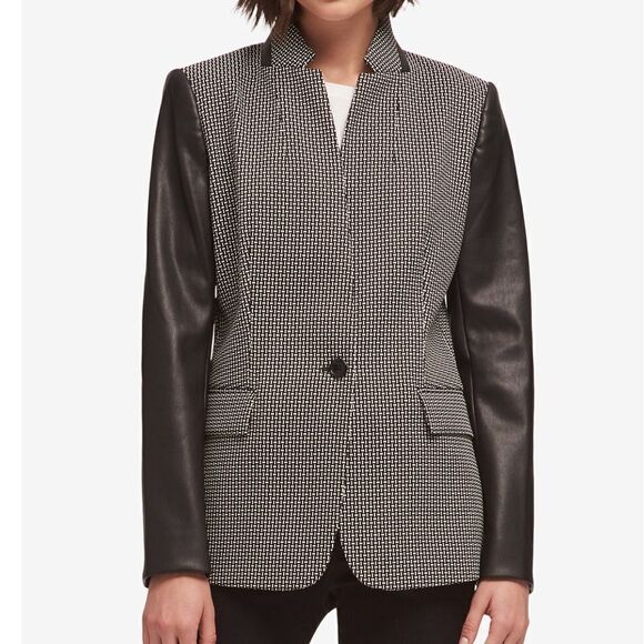 NWOT DKNY faux leather sleeve blazer Small - Picture 1 of 13